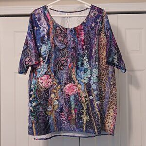 #155 3/$18 - NWT Flycurvy Pink/Purple Short Sleeve Top Size 3X